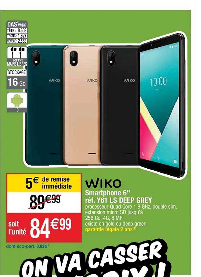 smartphone 6'' réf. y61 ls deep grey wiko