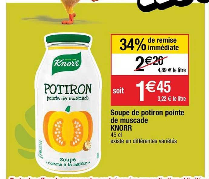 soupe de potiron pointe de muscade knorr 34% remise immédiate