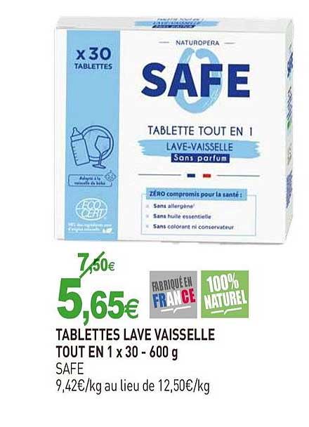 tablettes lave vaisselle tout en 1 x 30 safe