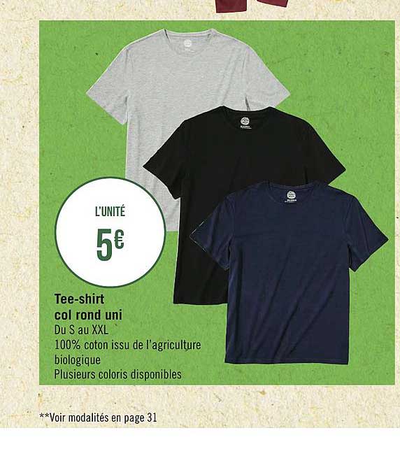 Tee Shirt Col Rond Uni