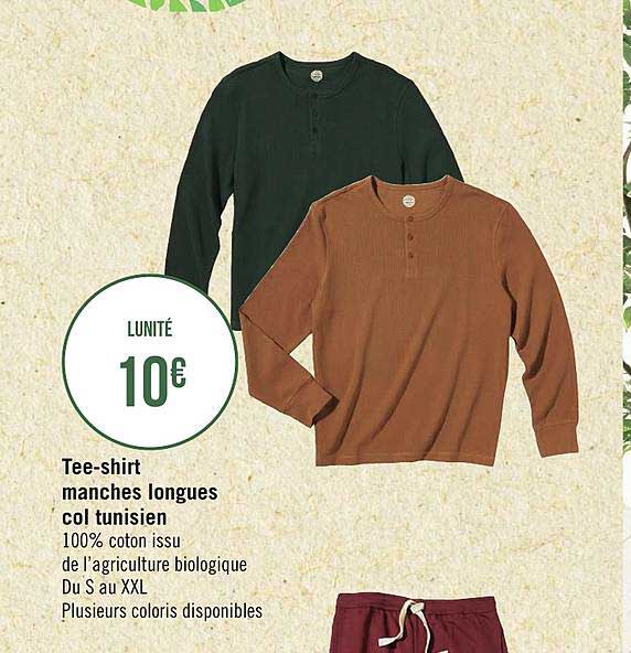 Tee Shirt Manches Longues Col Tunisien