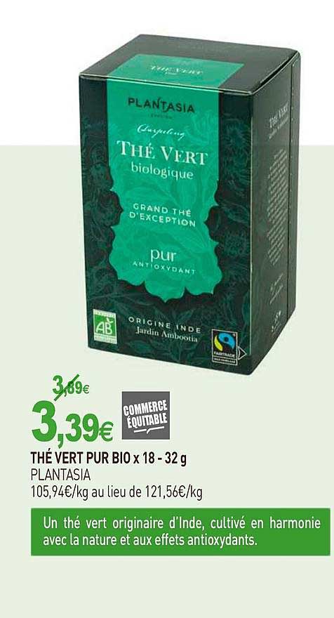 Thé Vert Pur Bio X 18 Plantasia