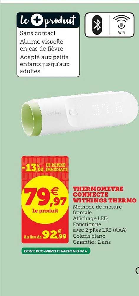 thermomètres connecté withings thermo