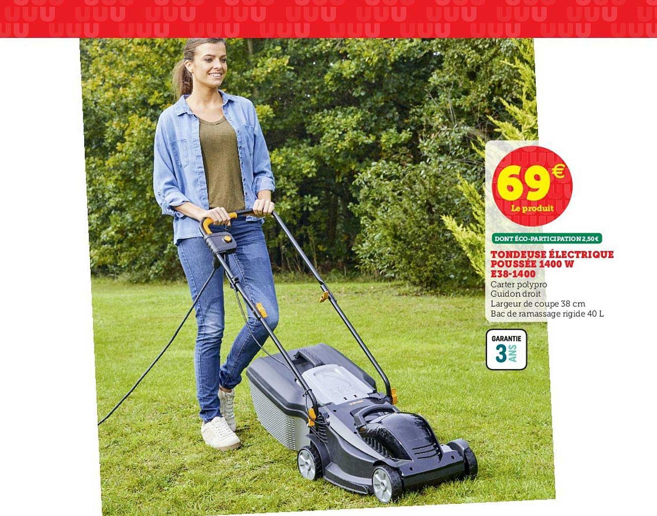 tondeuse électrique poussée 1400 w e38 1400