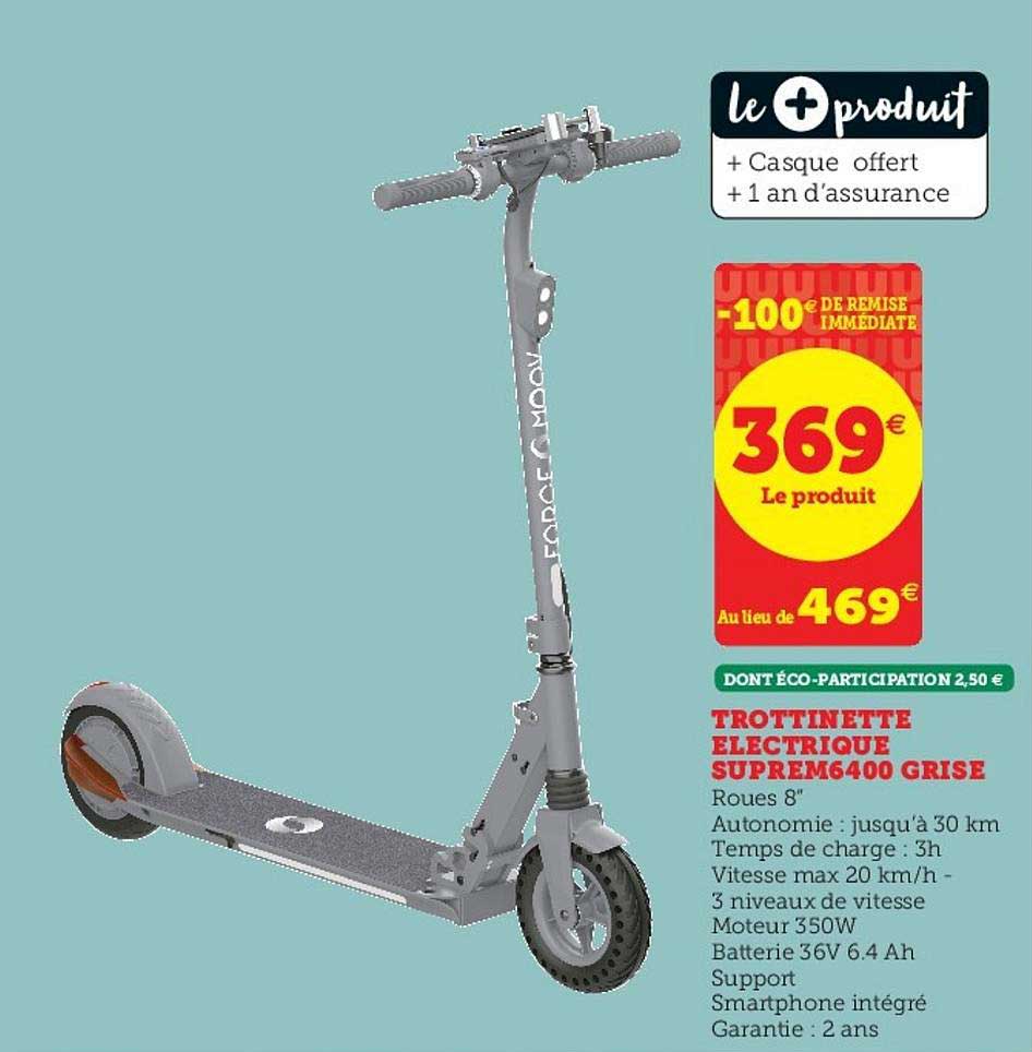 Trottinette électrique Suprem6400 Grise