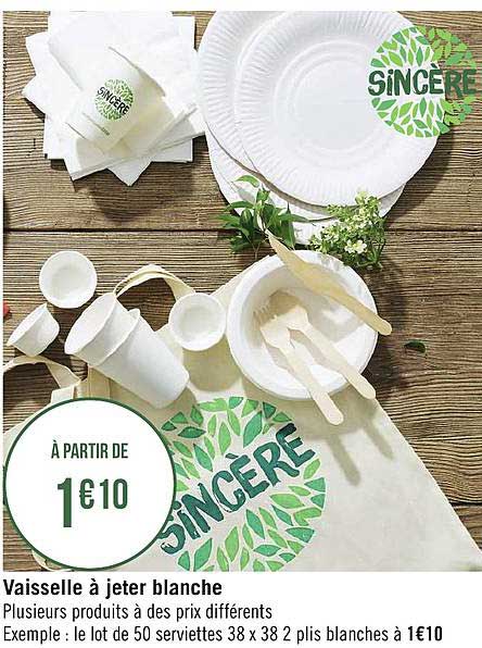 vaisselle à jeter blanche sincère