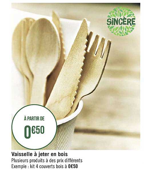 vaisselle à jeter en bois sincère