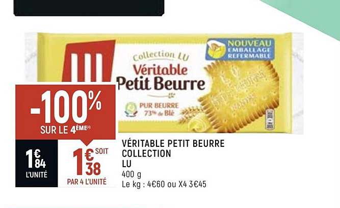 véritable petit beurre collection lu -100 sur le 4ème