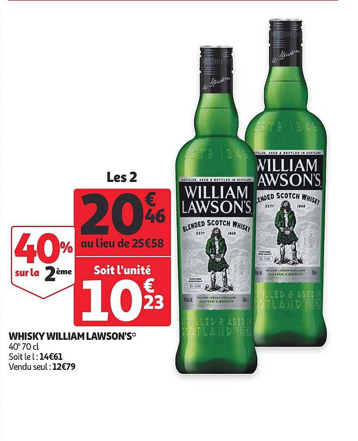 whisky william lawson's 40% sur le 2ème
