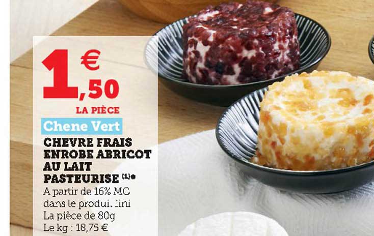 chêne vert chèvre frais enrobé abricot au lait pasteurisé