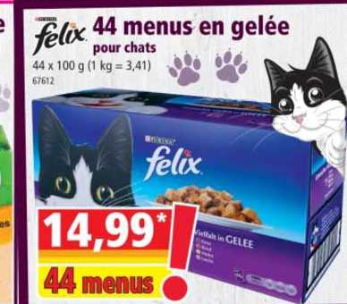 44 menus en gelée pour chats felix
