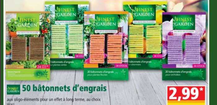 50 bâtonnets d'engrais finest garden