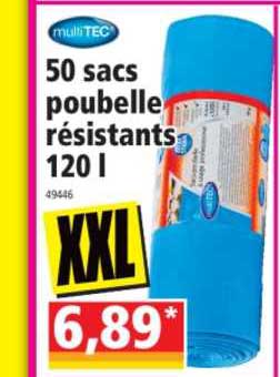 50 sacs poubelle résistants 120 l