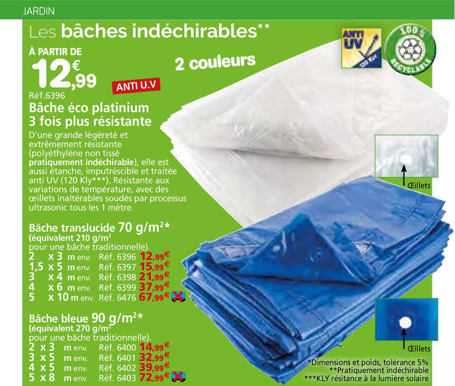 bâche éco platinium 3 fois plus résistante