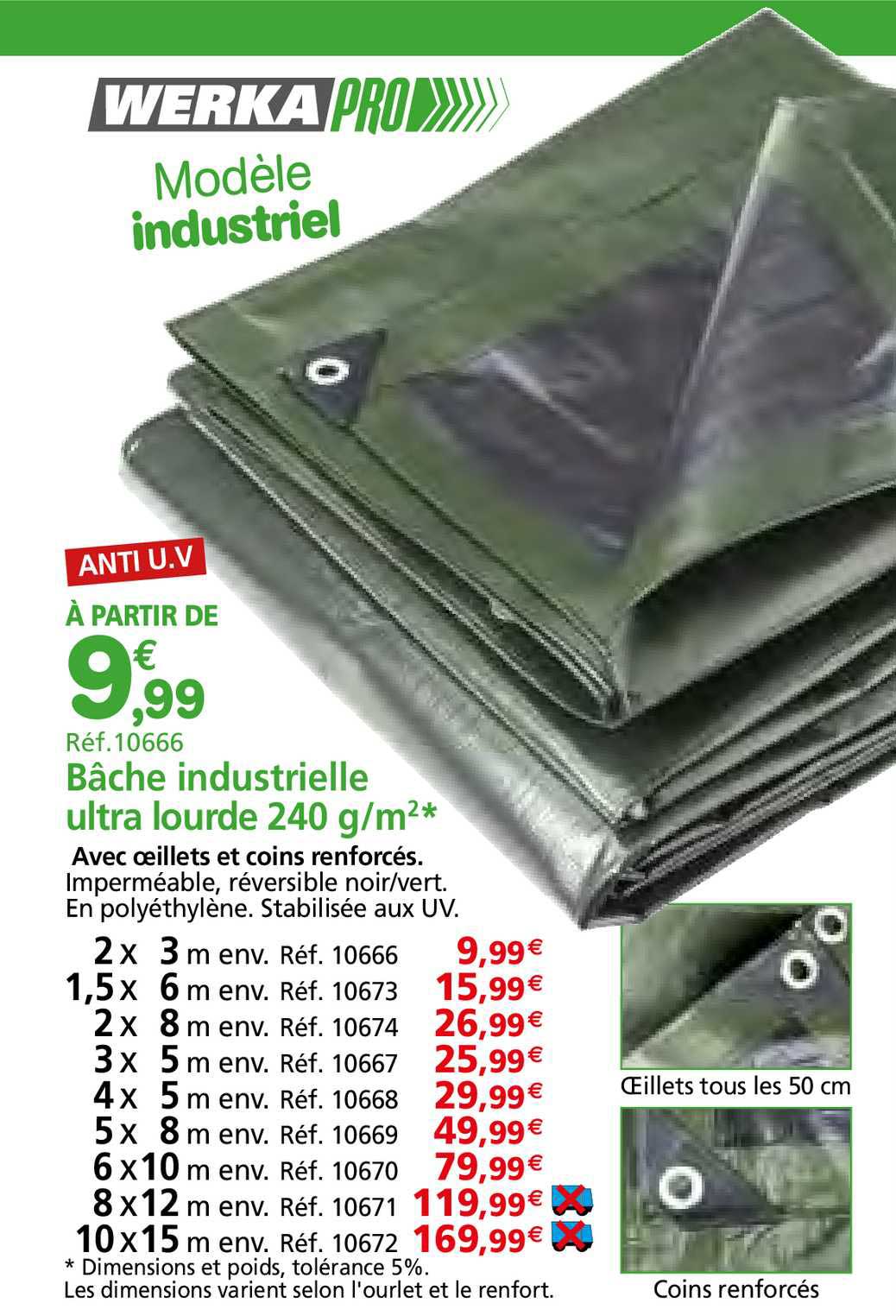 bâche industrielle ultra lourde 240 g m² werka pro