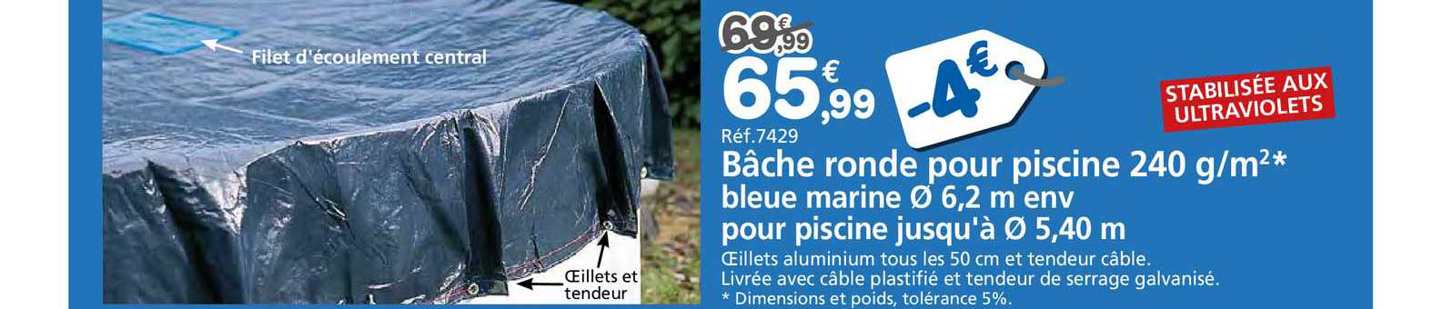 Bâche Ronde Pour Piscine 240 G M²
