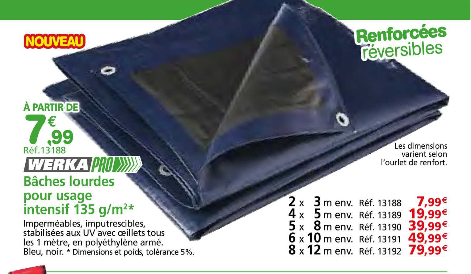 bâches lourdes pour usage intensif 135 g m² werka pro