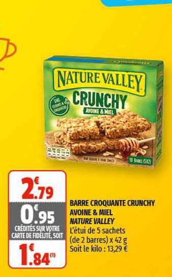 barre croquante crunchy avoine & miel nature valley