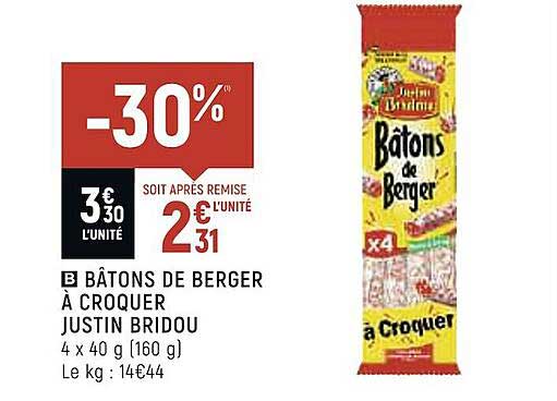 bâtons de berger à croquer justin bridou