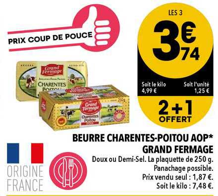 beurre charentes-poitou aop grand fermage