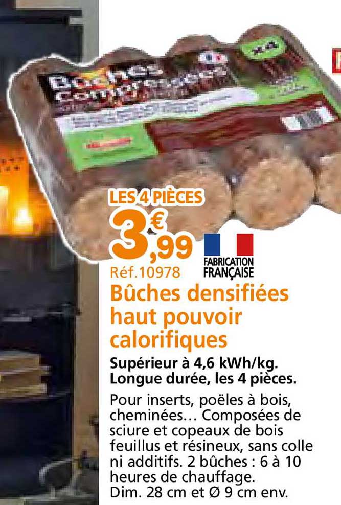 bûches densifiées haut pouvoir calorifiques