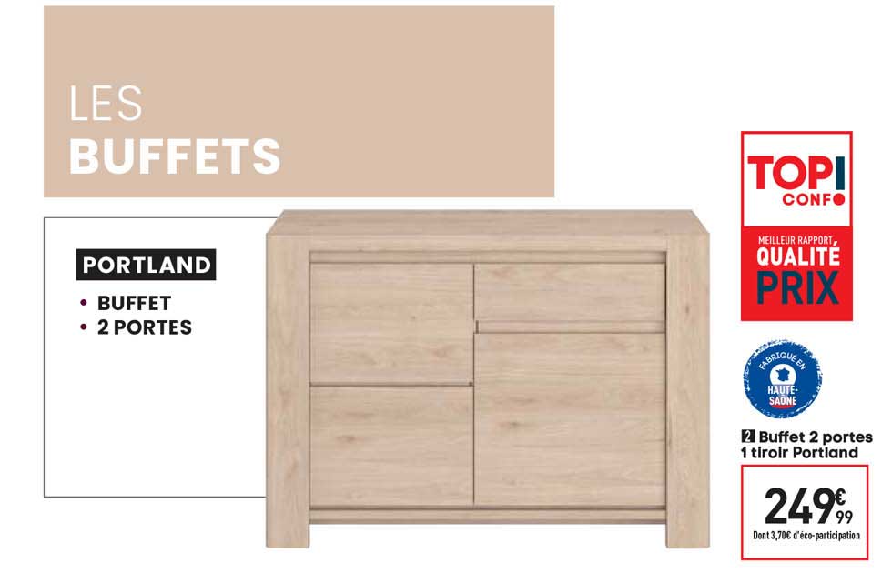 Buffet 2 Portes 1 Tiroir Portland