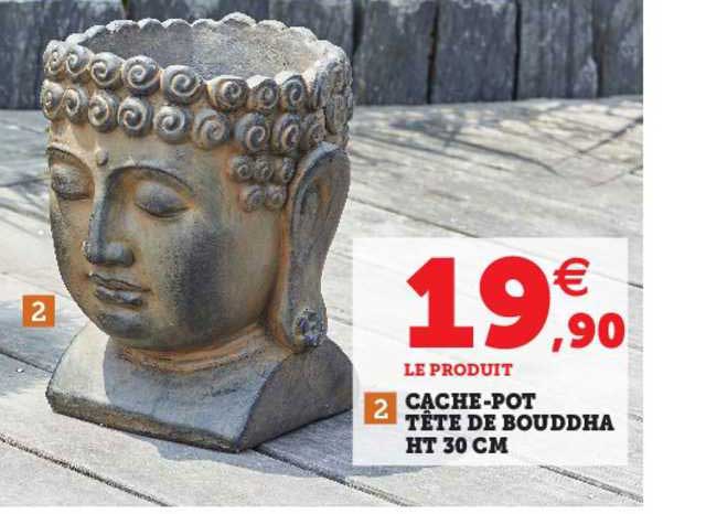cache-pot tête de bouddha ht 30 cm