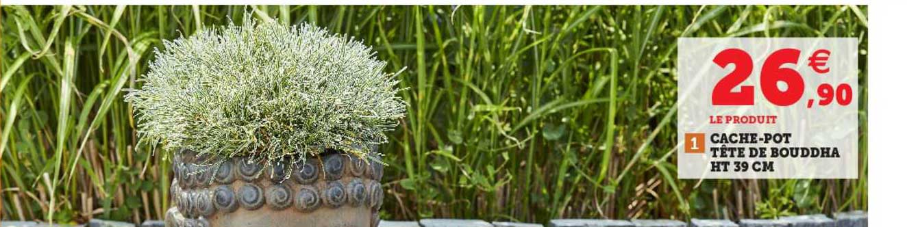 cache-pot tête de bouddha ht 39 cm