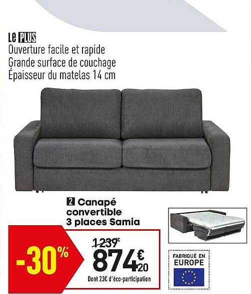 Canapé Convertible 3 Places Samia
