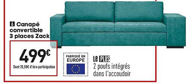 Canapé Convertible 3 Places Zack