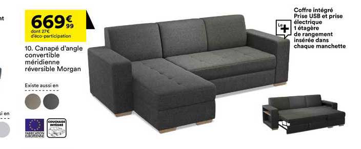 Canapé D'angle Convertible Méridienne Réversible Morgan