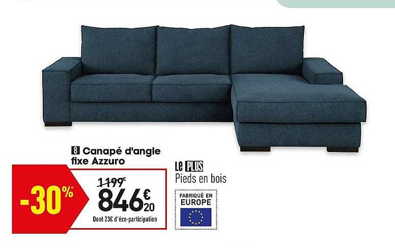 canapé d'angle fixe azzuro