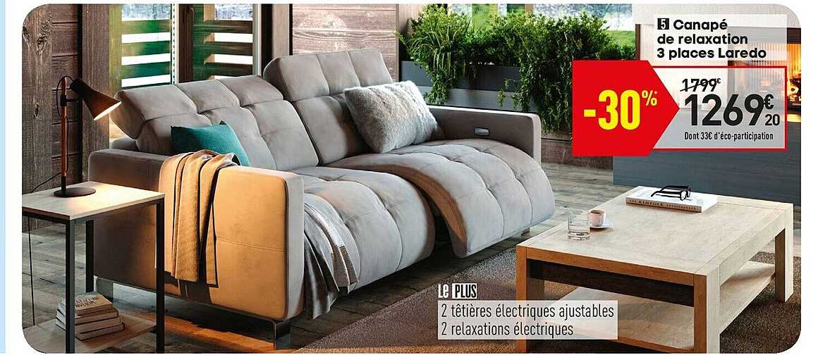 canapé de relaxation 3 places laredo