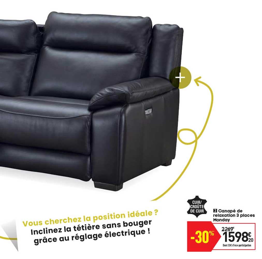 canapé de relaxation 3 places monday