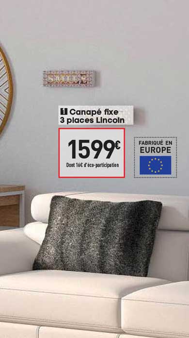canapé fixe 3 places lincoln