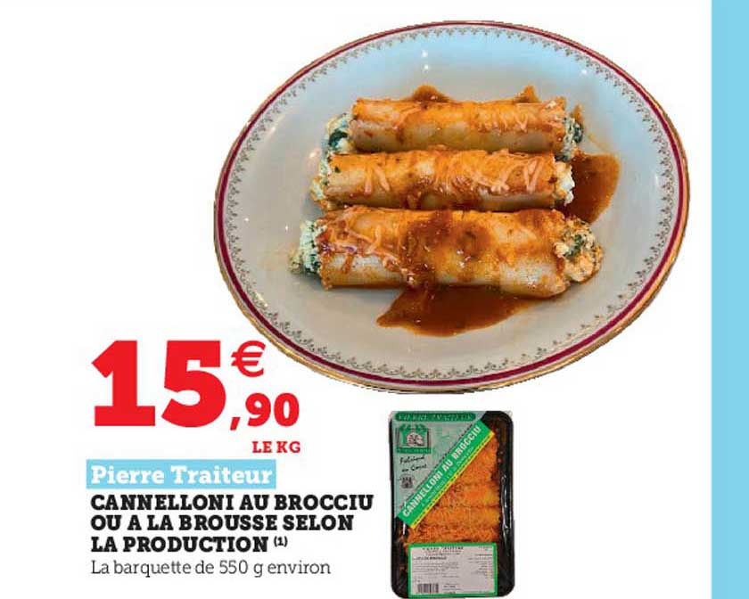 cannelloni au brocciu ou à la brousse selon la production pierre traiteur