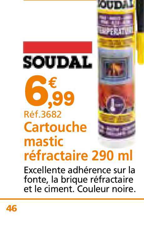 cartouche mastic réfractaire 290 ml soudal