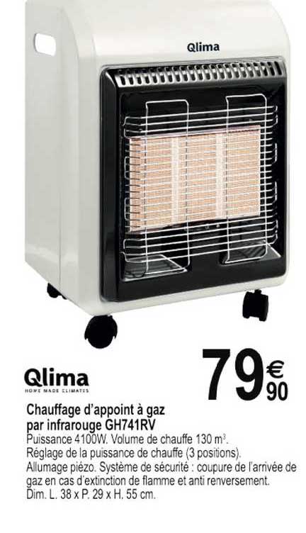 chauffage d'appoint à gaz par infrarouge gh741rv