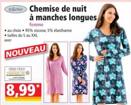 chemise de nuit à manches longues femme ellenor