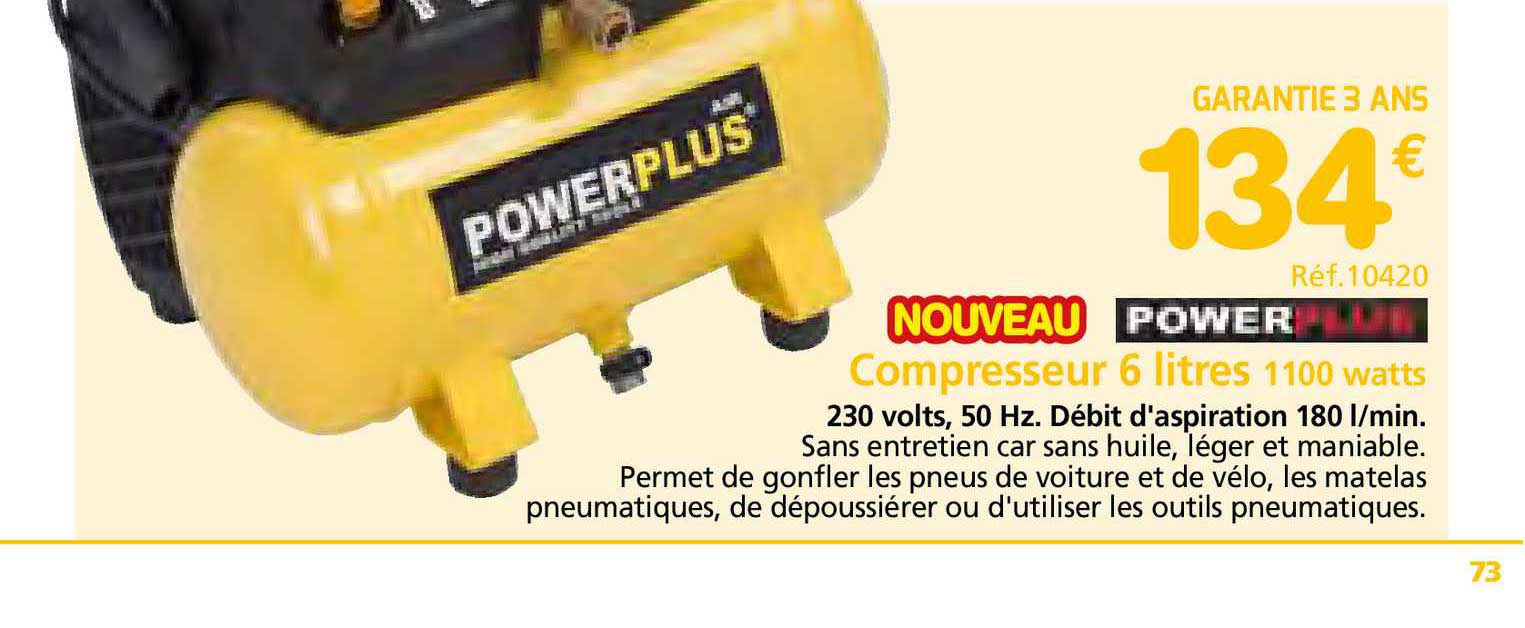compresseur 6 litres 1100 watts power plus