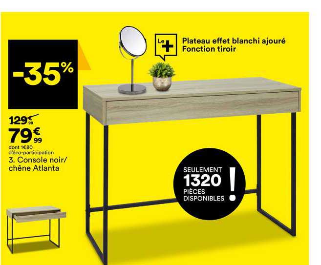 console noir ou chêne atlanta