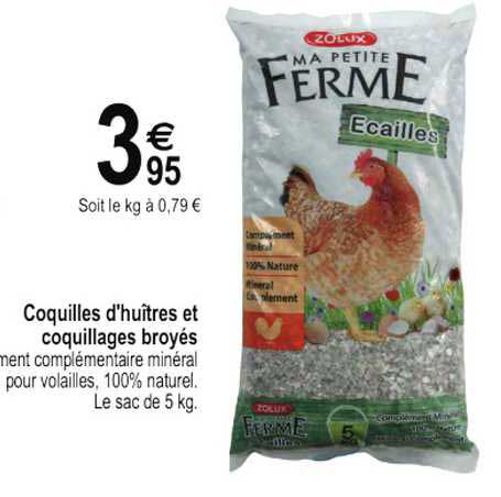 coquilles d'huîtres et coquillage broyés