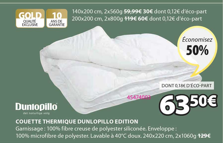 Couette Thermique Dunlopillo édition