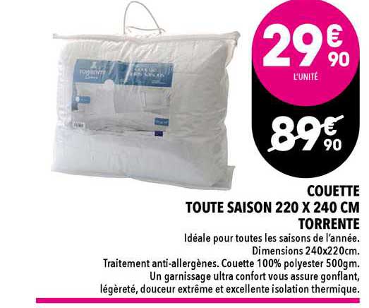 couette toute saison 220 x 240 cm torrente
