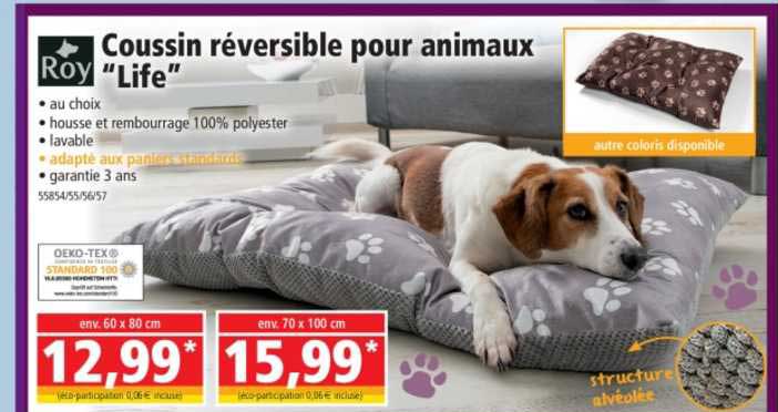 coussin réversible pour animaux "live" roy
