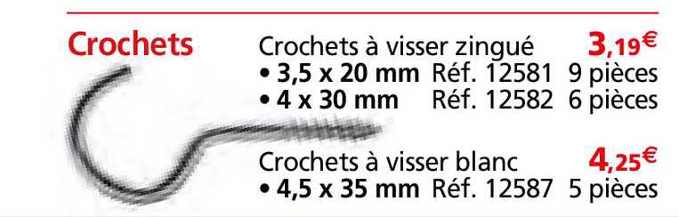 crochets à visser zingué