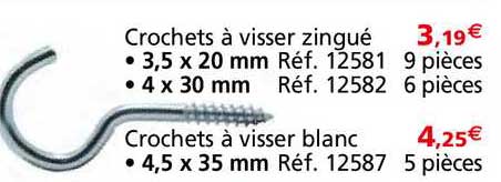 crochets à visser zingué crochets à visser blanc
