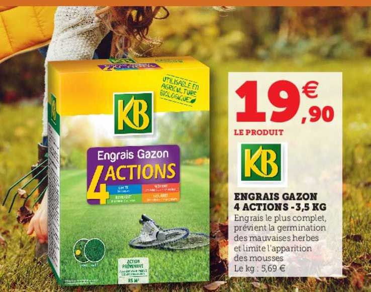engrais gazon 4 actions - 3,5 kg kb
