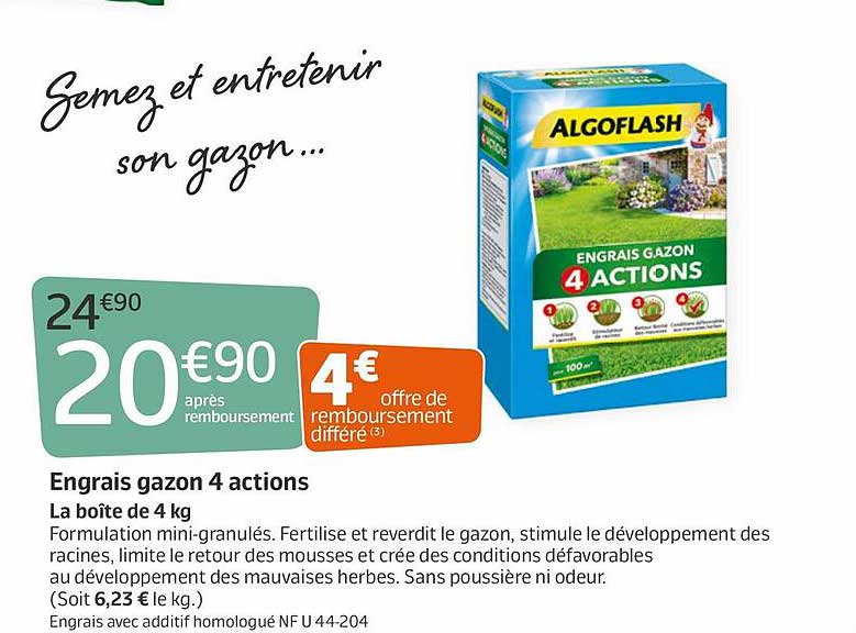 engrais gazon 4 actions