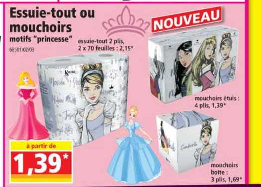 Essuie-tout Ou Mouchoirs Motifs "princesse"